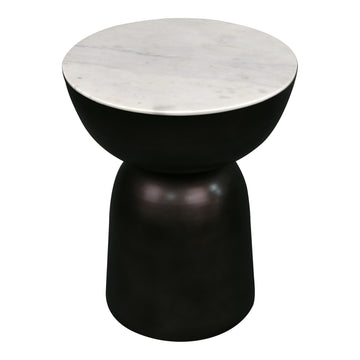 Atarah 16" Contemporary Natural Marble/Metal Handmade Hourglass End Table - JONATHAN Y
